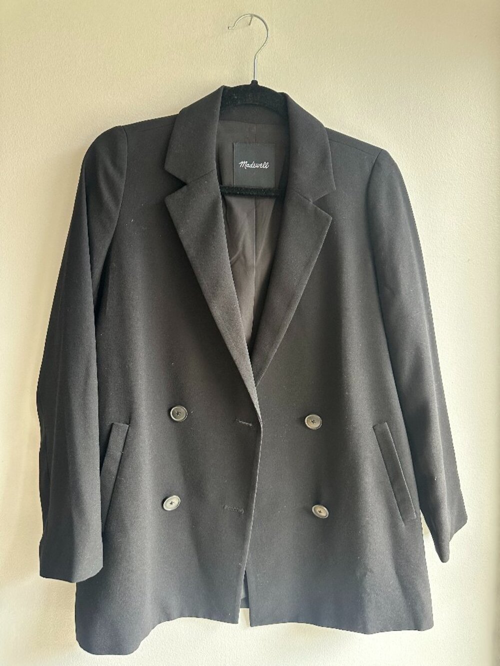 Madewell Double-Breasted Blazer Coat Dark Charcoal XXS